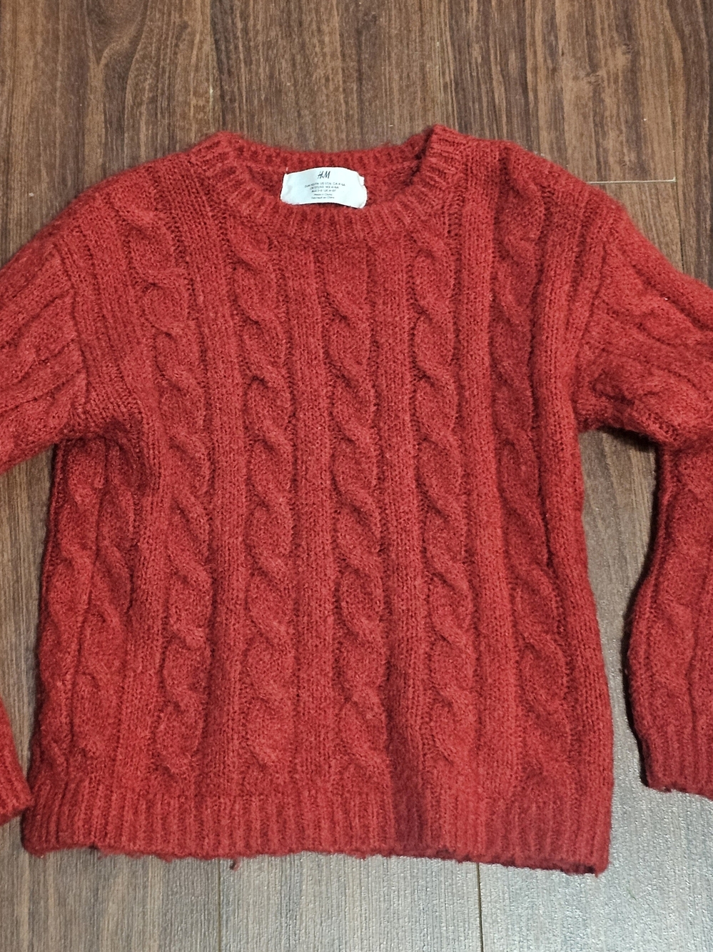 H&M Kids Red Cable Knit Crewneck Sweater (Sz 5T-6)